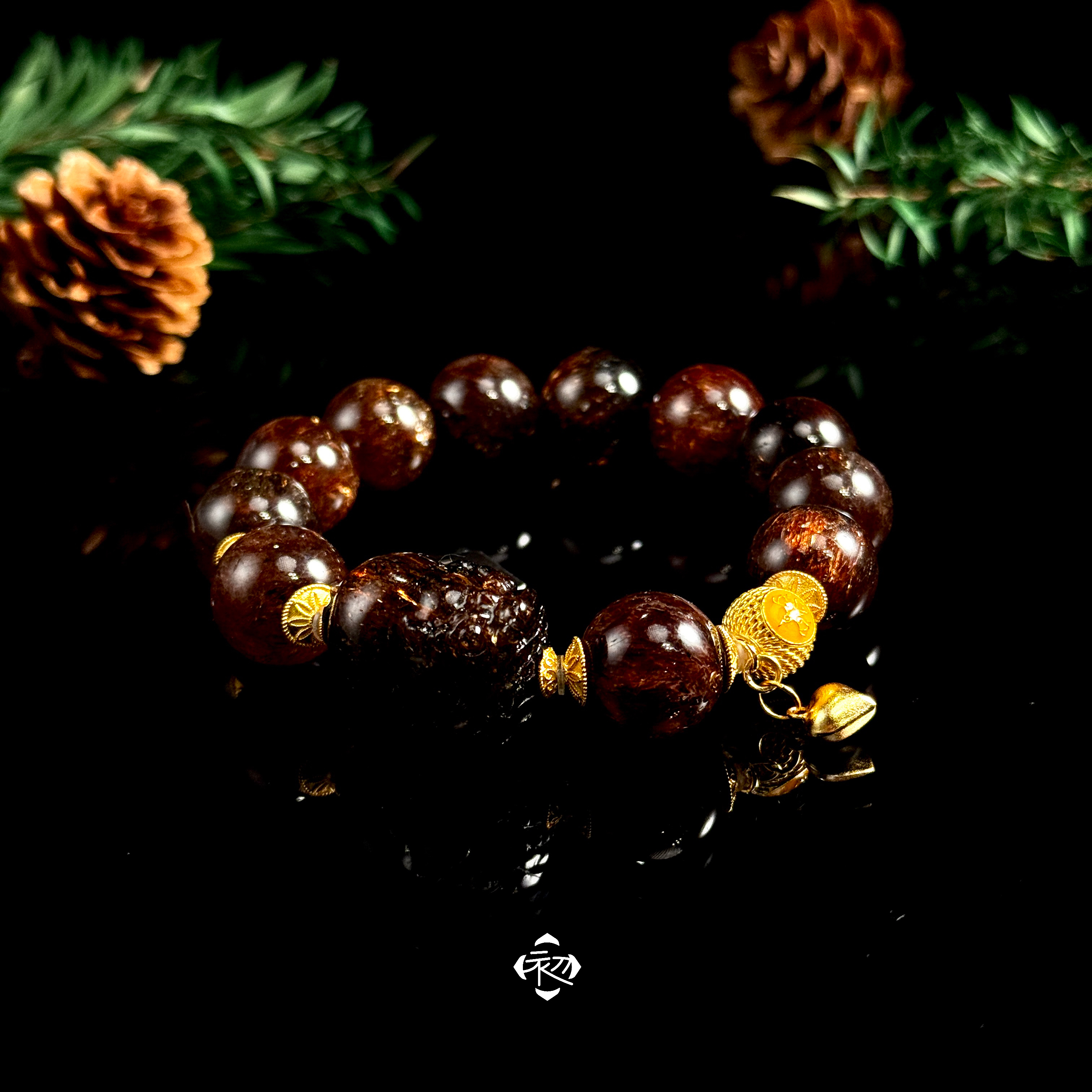 F542G「黄CC」老矿黑金超七 水晶手串