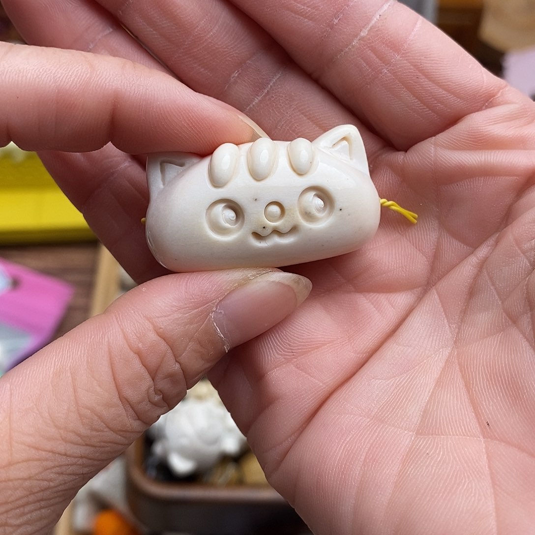 鹿骨把件30面包猫不退换