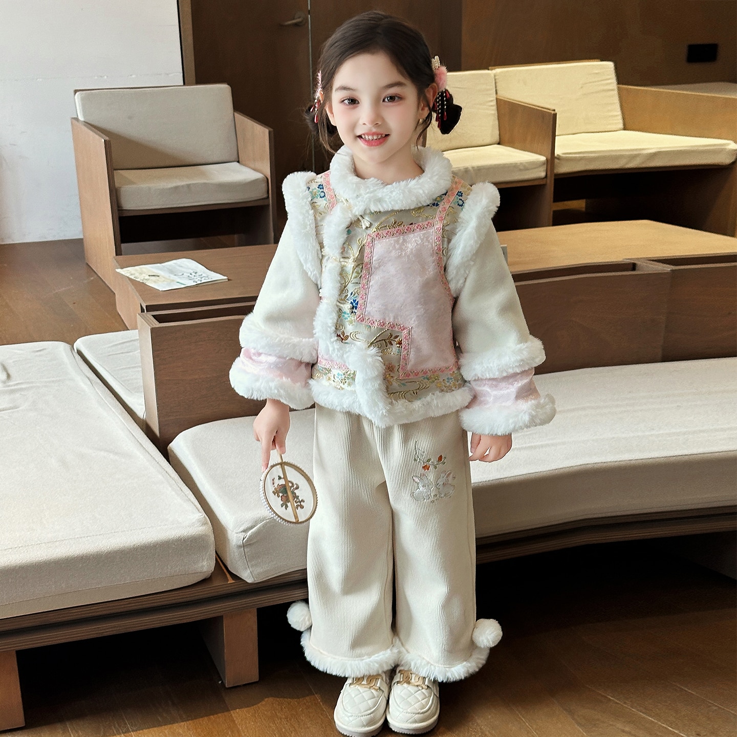 汉服女童2025新款冬装儿童新中式国风套装冬季小女孩日常可穿唐装