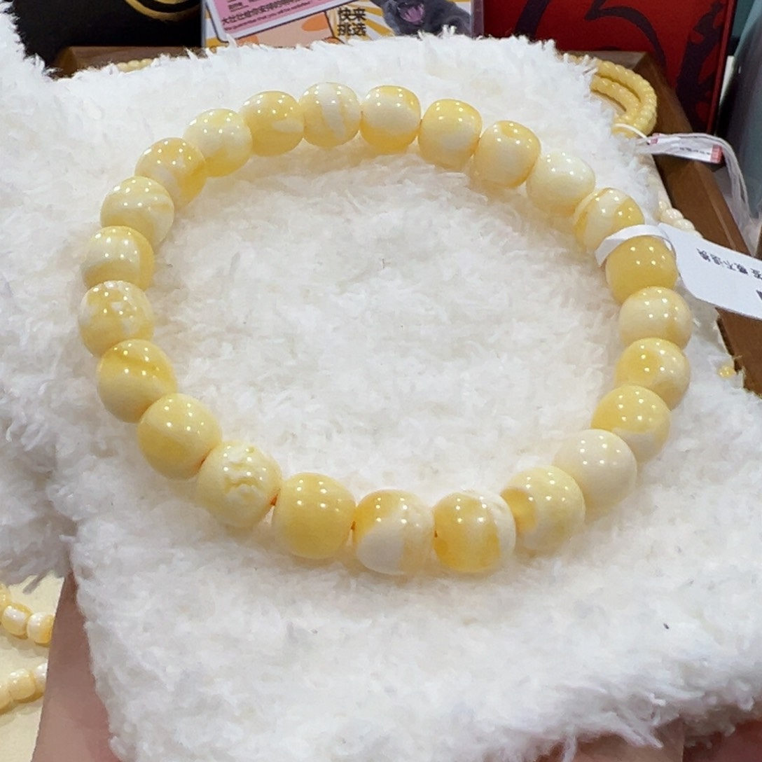蜜蜡手链未镶嵌一**好9m 瓷白花未品控