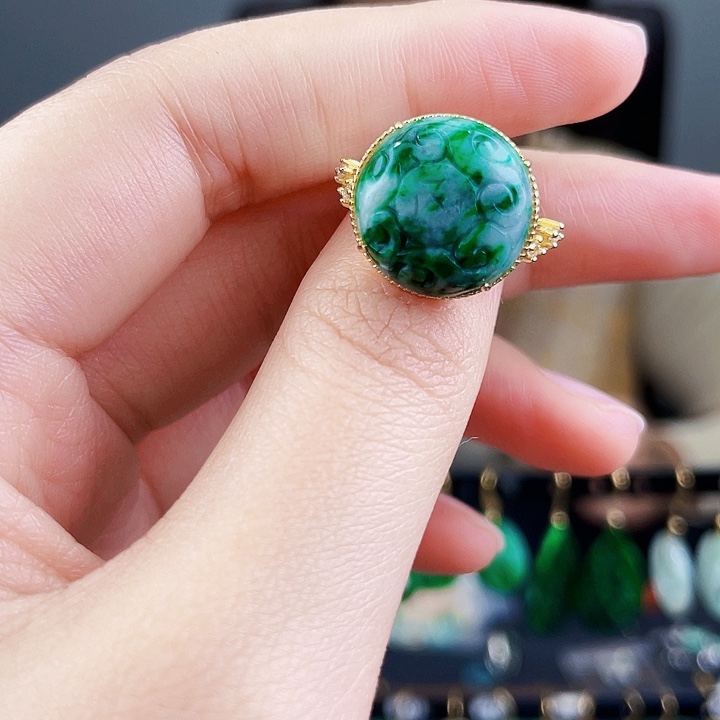 翡翠戒指银S925镶嵌饰品