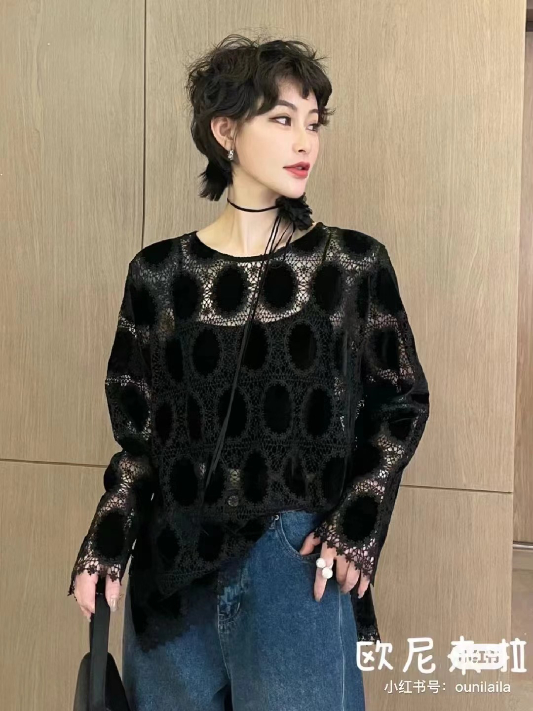 欧货法式镂空上衣网红百搭