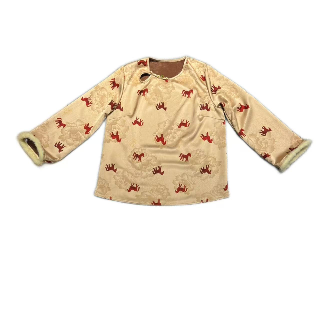 2009#冬季新中式《朱骏风华》女时尚气质复古百搭园领显瘦上衣长袖