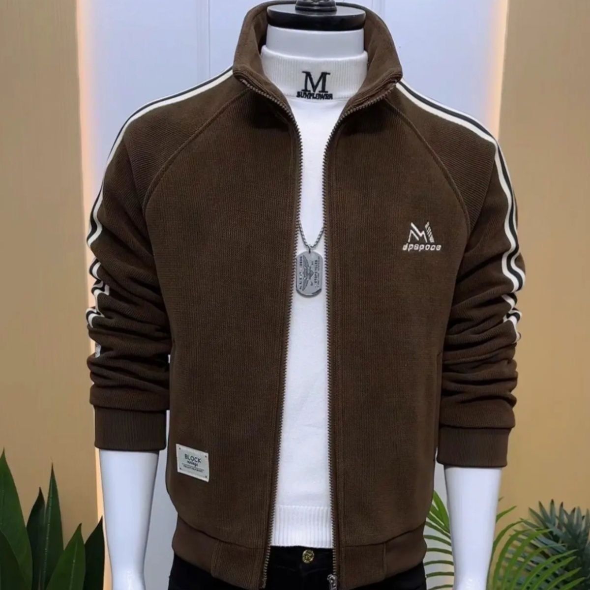 秋冬季灯芯绒加绒夹克男韩版修身立领帅气高级感百搭休闲青年外套