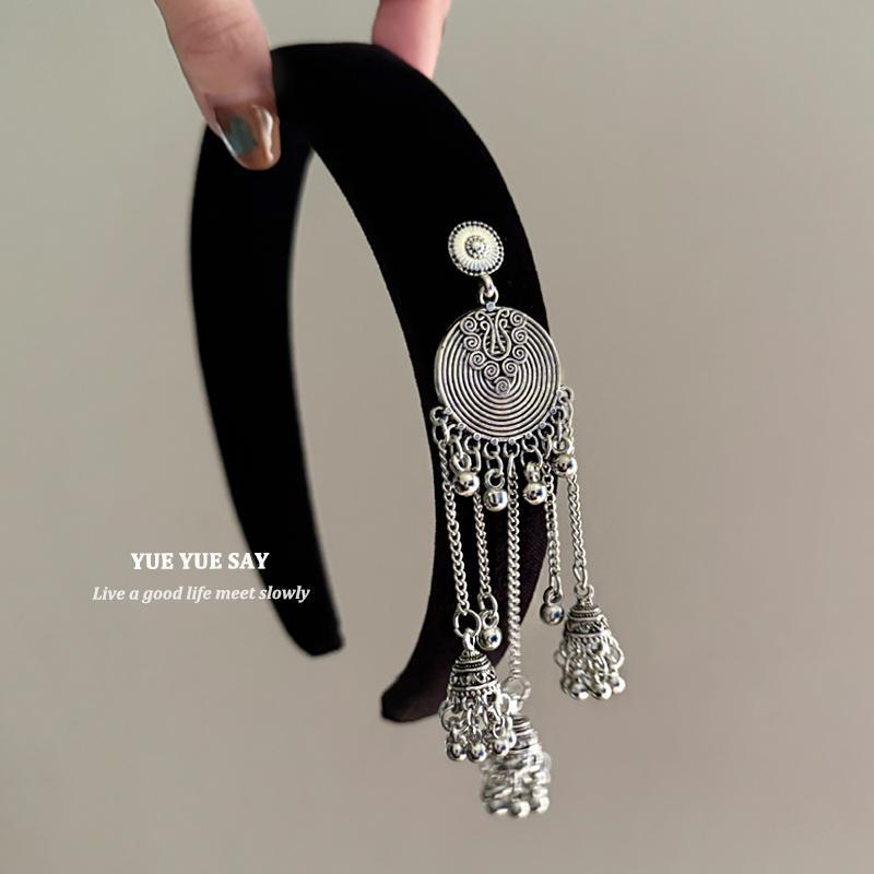 苗疆少女高级感复古做旧气质流苏发箍新中式民族风头箍高颅顶发饰