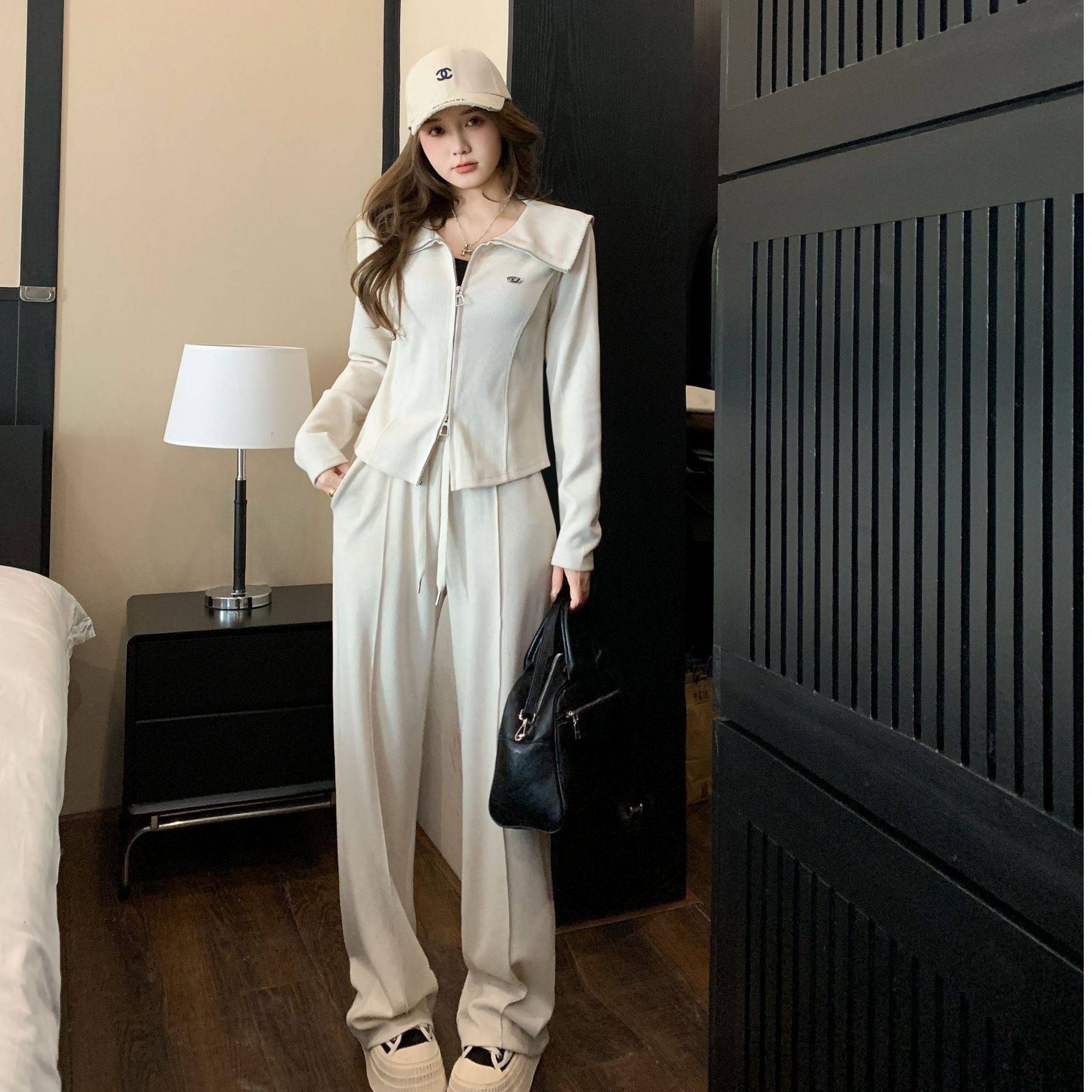 2025春装新款学院风休闲运动套装女网红洋气卫衣套装女款