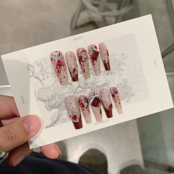 Yeeqi | 血色蕾丝 新年战甲 手工穿戴甲定制