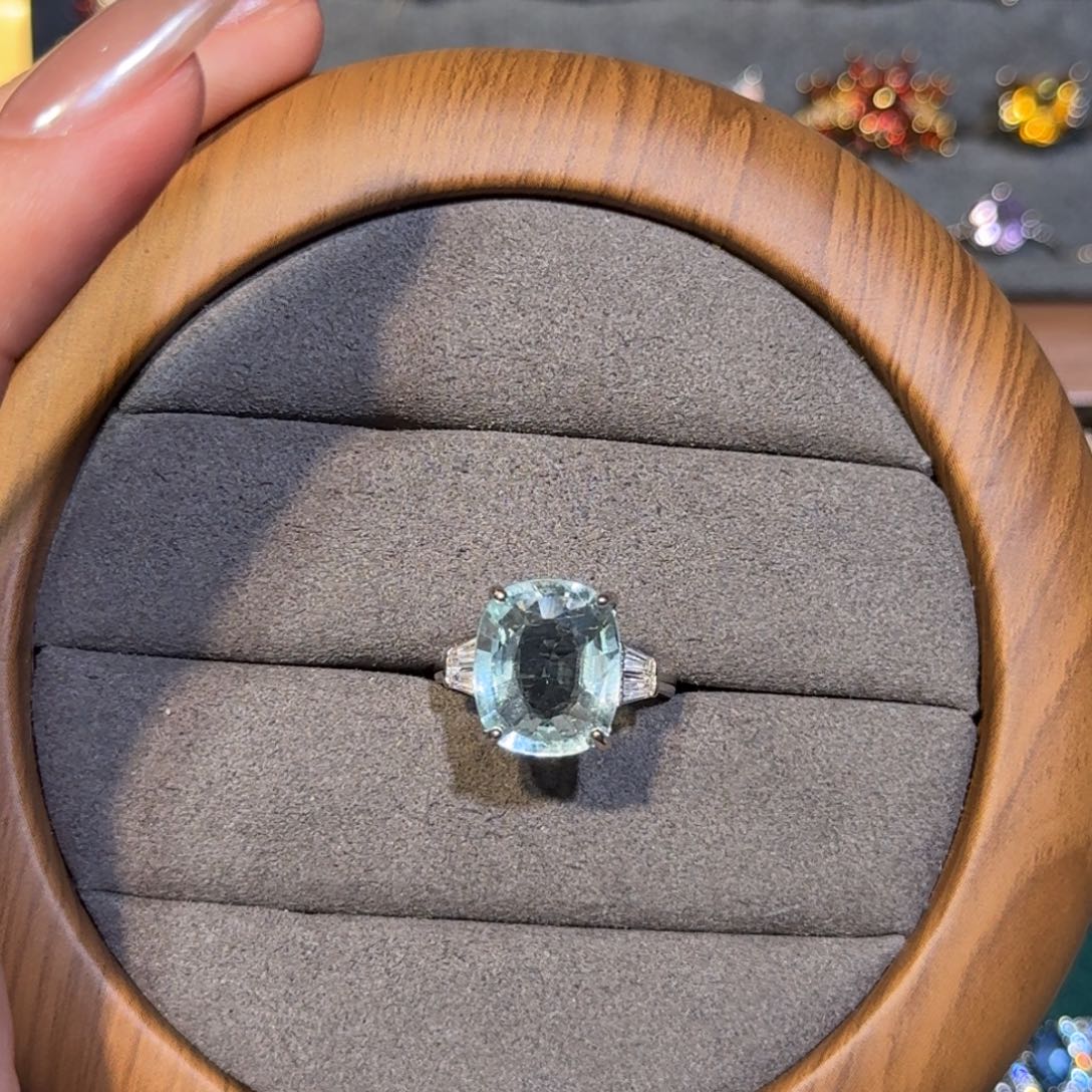 海蓝宝石戒圈银S925镶嵌