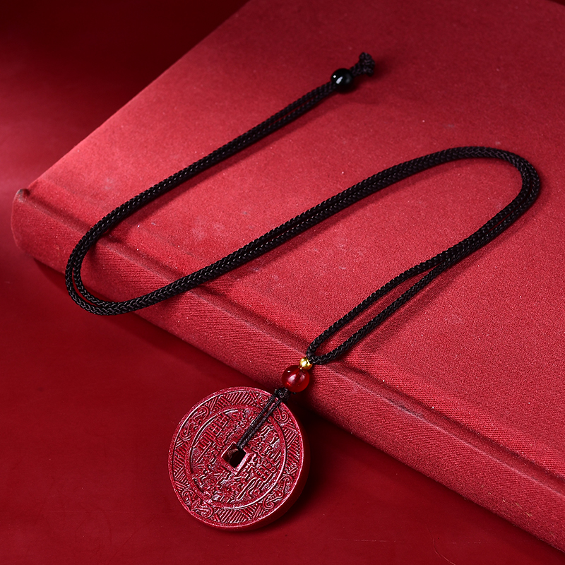 含辰砂工艺品朱砂高含量紫金砂山鬼花钱吊坠百搭蛇年马年礼物饰品