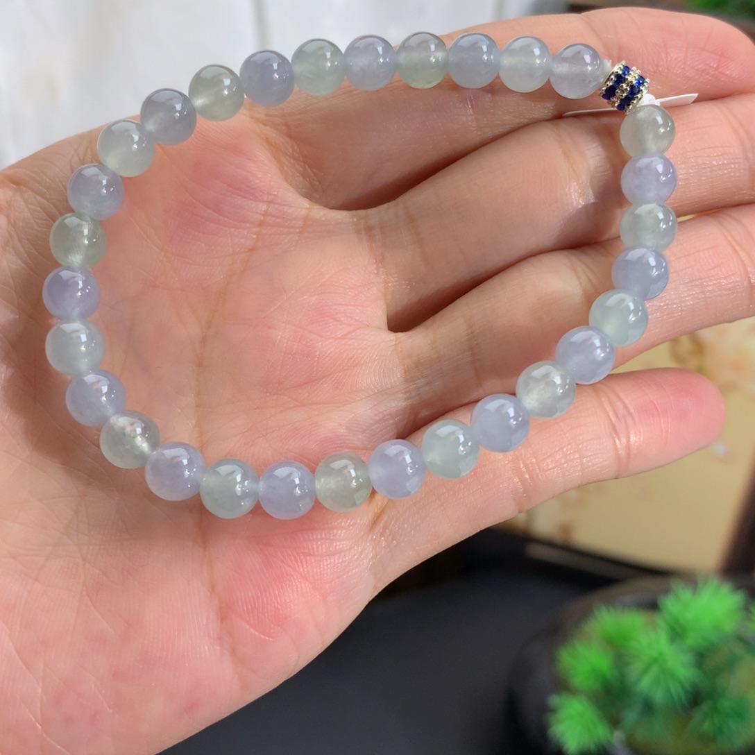 翡翠未镶嵌手串卡6冰胶双彩手串