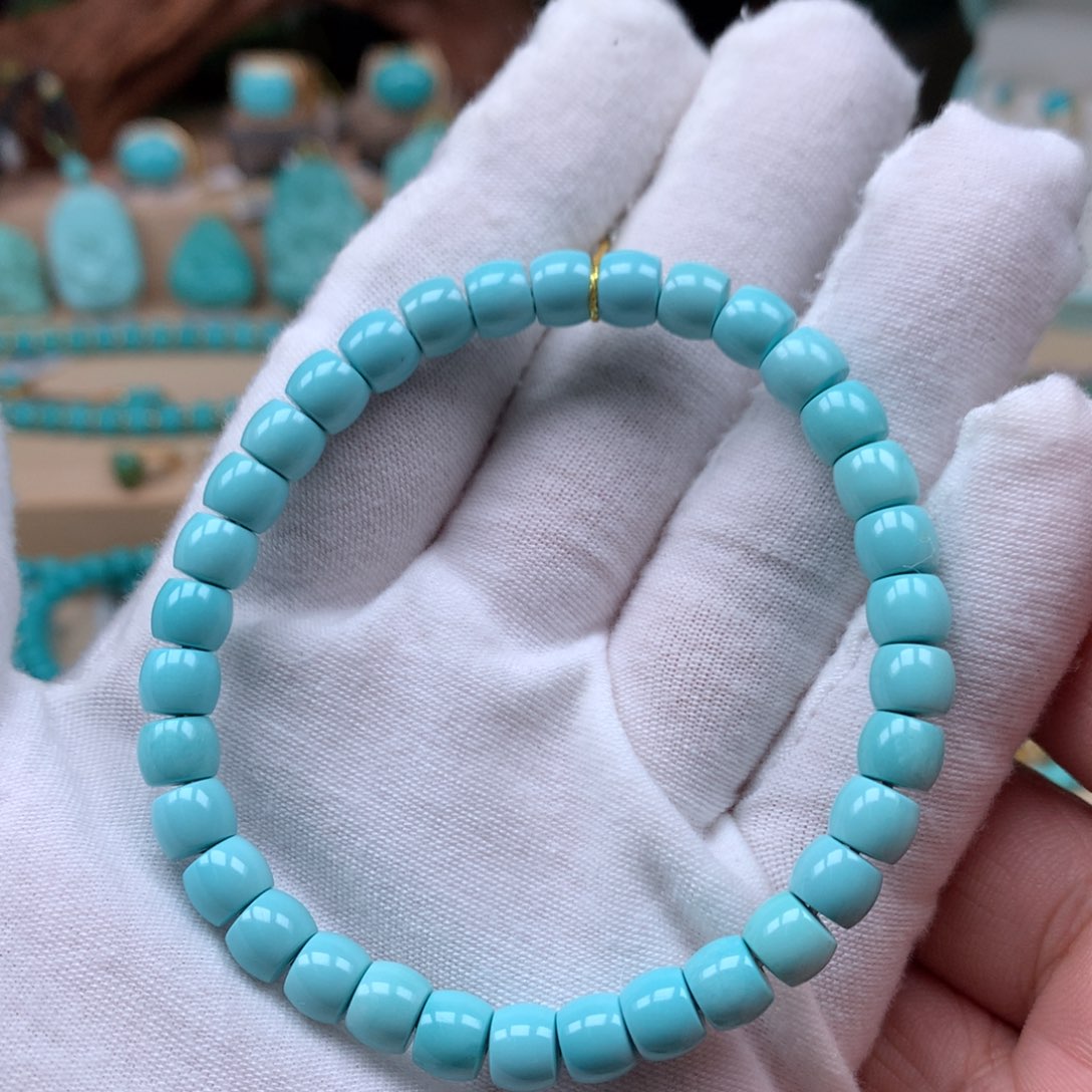 绿松石精品6.5直切未镶嵌