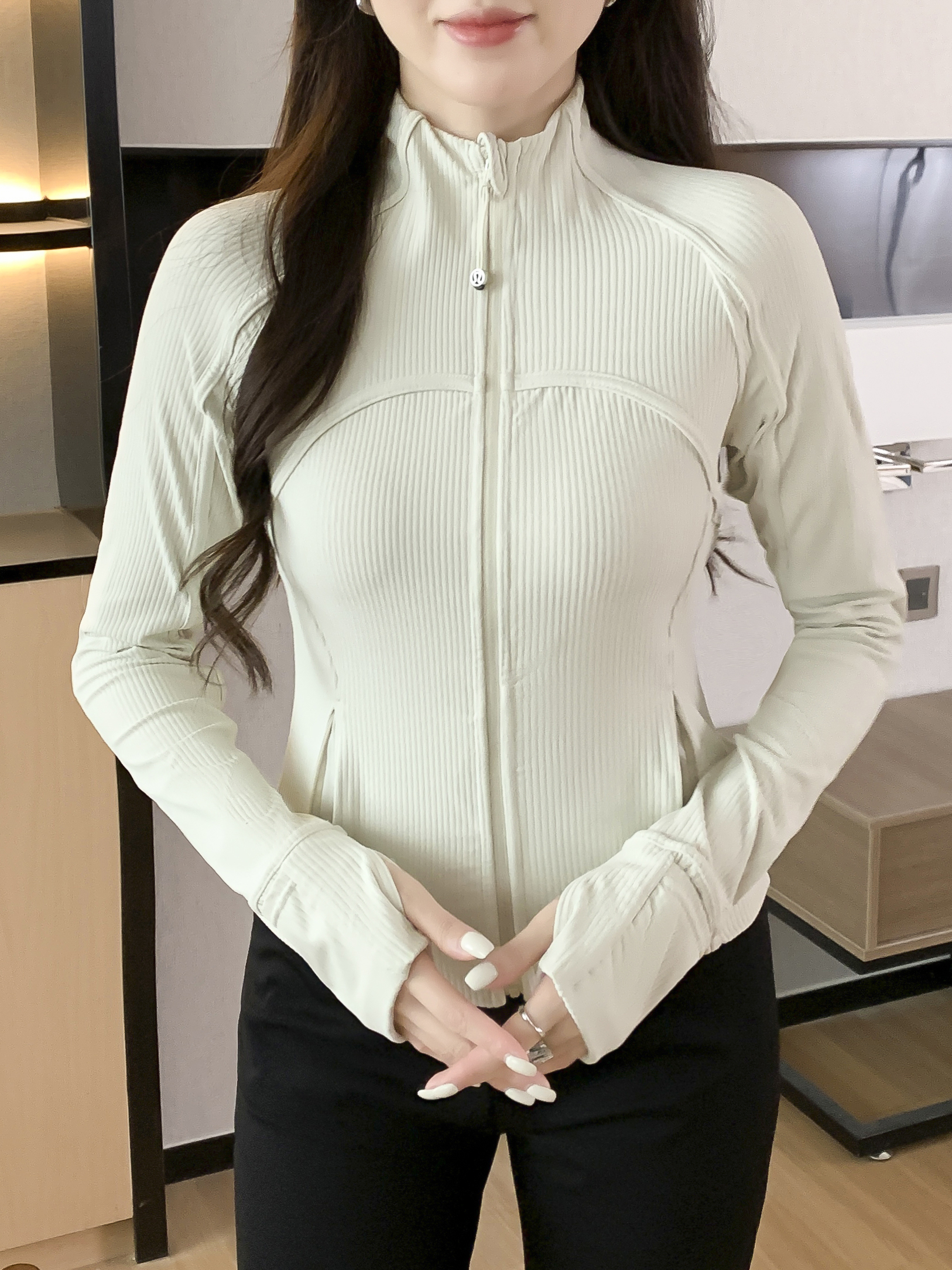 【DF002】路路新款【螺旋纹短款】户外运动休闲健身瑜伽服外套