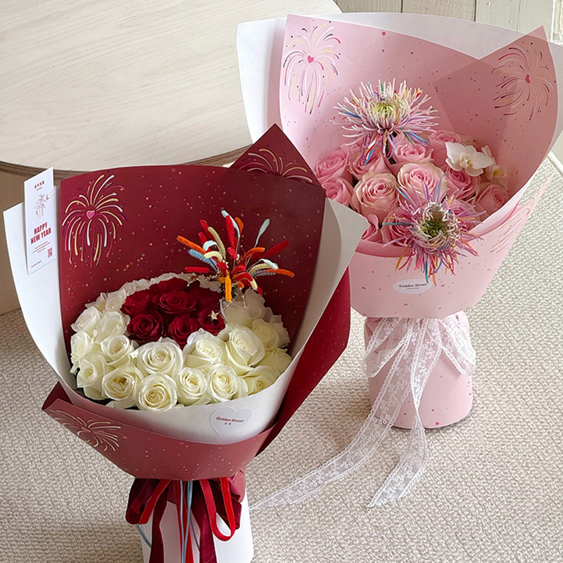 【花颜悦】新年跨年日常通用款 花火 印花包装纸 120g进口牛皮纸