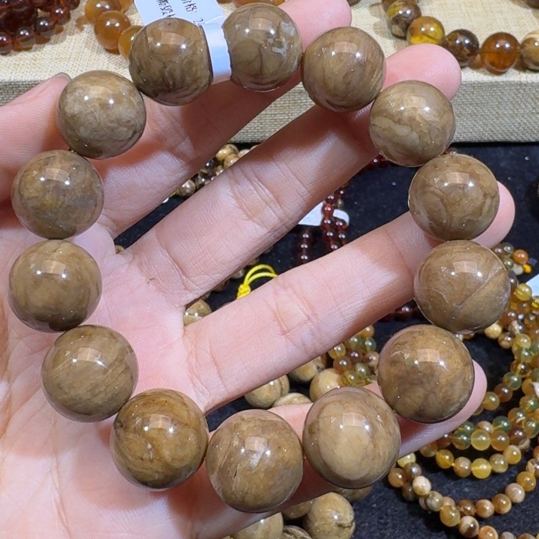 琥珀珠宝奇石未镶嵌15mm油根蜡单圈