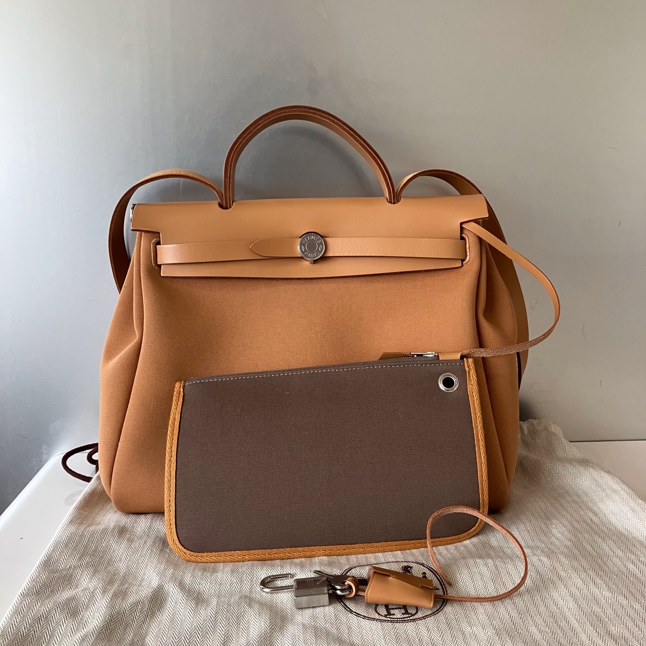 99新 Hermes/爱马仕  爱马仕herbag31 饼干色银扣