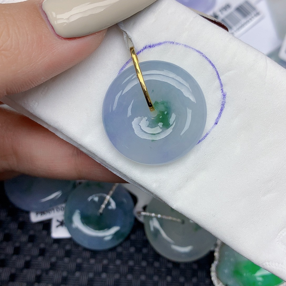 翡翠18K金镶嵌颈饰天然缅甸翡翠a货百元以上9元证书费自理