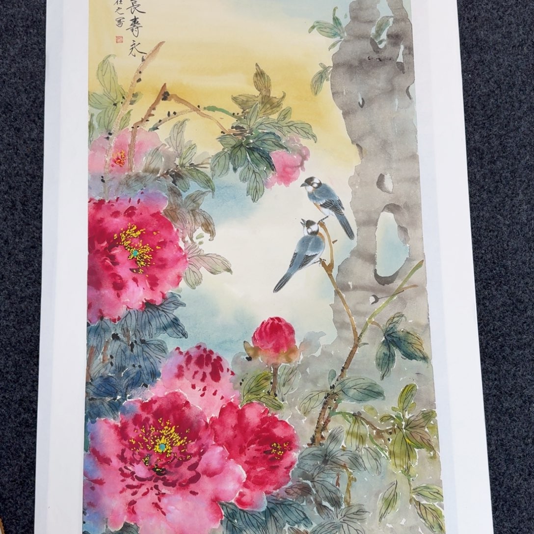 国画纯手绘山水花鸟作品