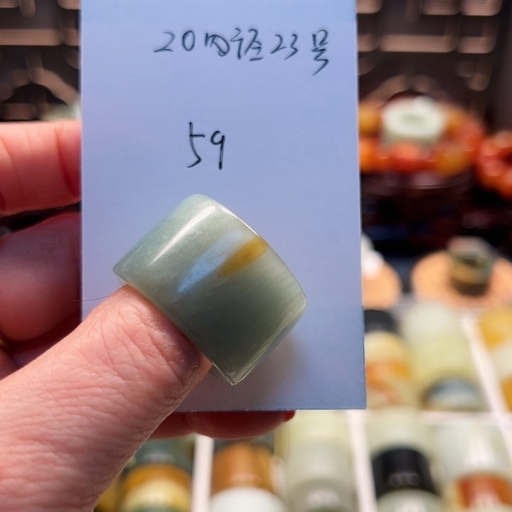 蛇纹石玉戒指未镶嵌20内径23号