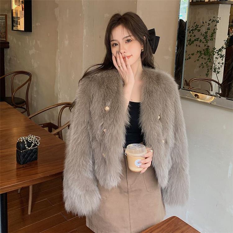 海宁环保毛毛仿皮草外套女秋冬气质名媛小香风宽松百搭毛茸茸上衣