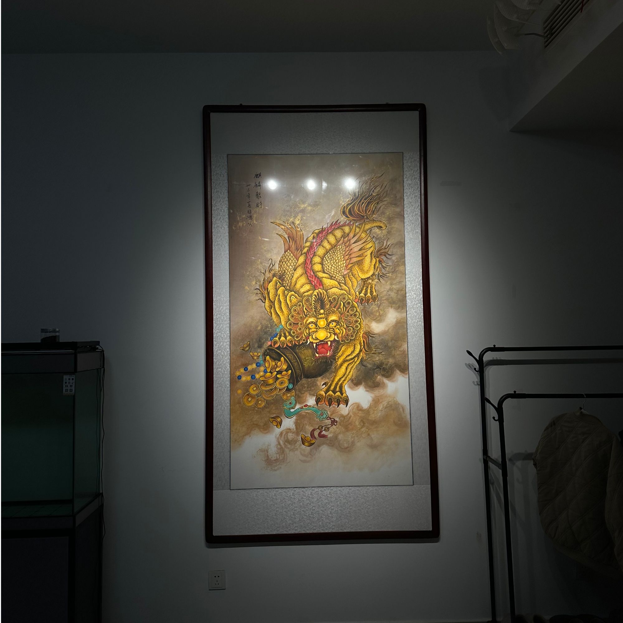 貔貅新中式入户玄关装饰画招财进宝客厅背景墙挂画瑞兽图