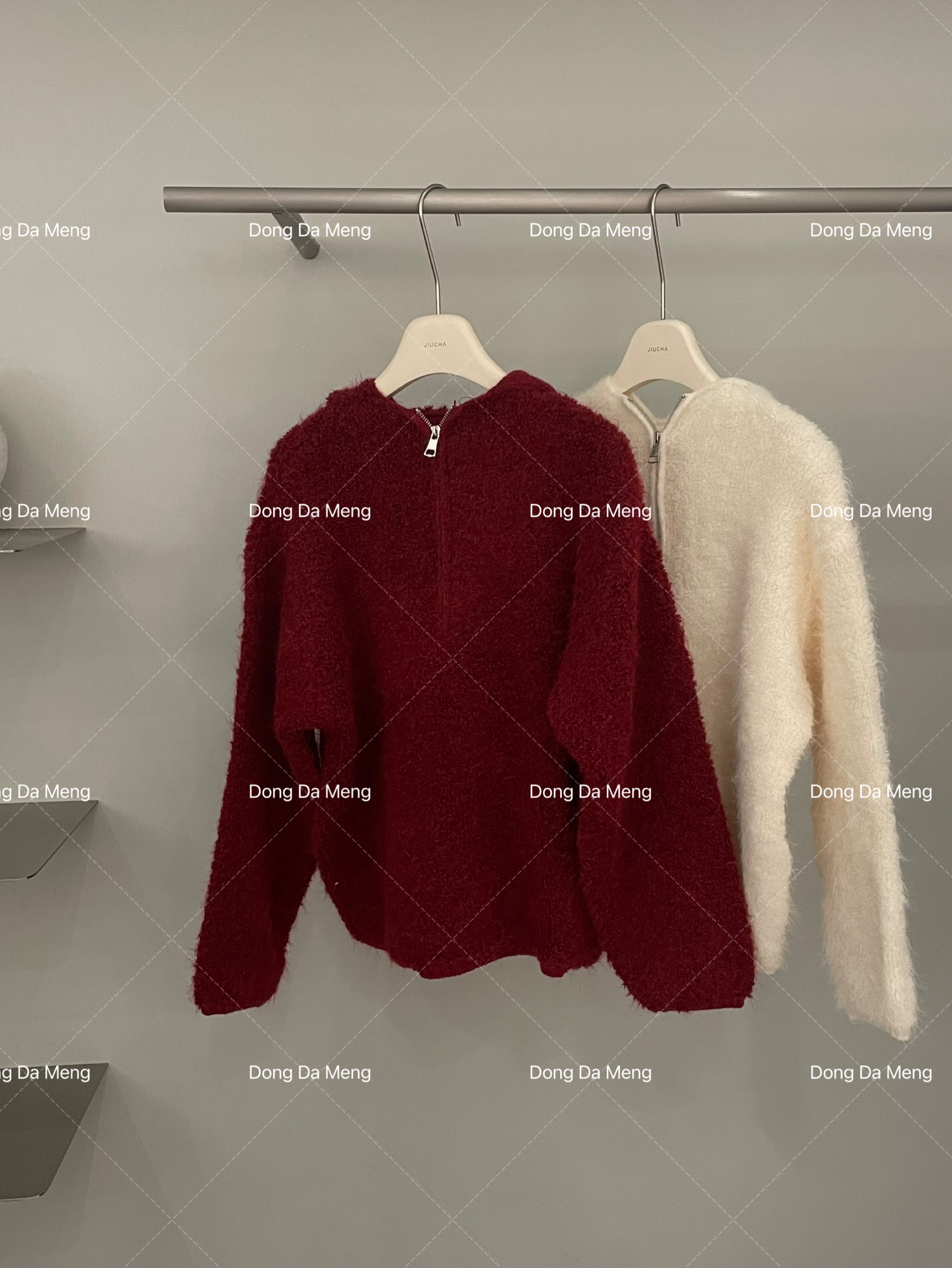 602半拉链连帽加厚软糯慵懒风宽松显瘦针织毛衣上衣