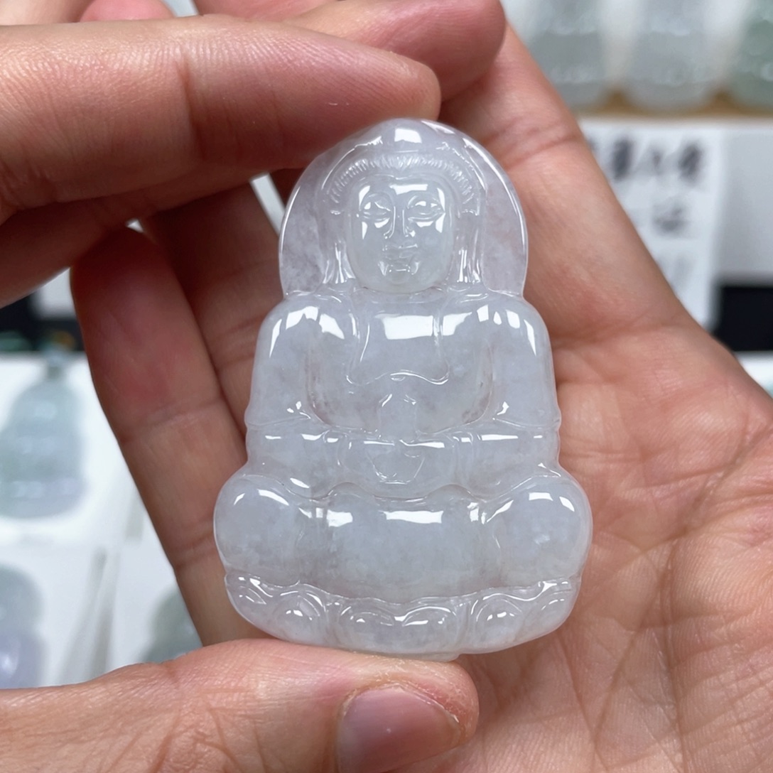 翡翠颈饰未镶嵌天然翡翠A货观音19号