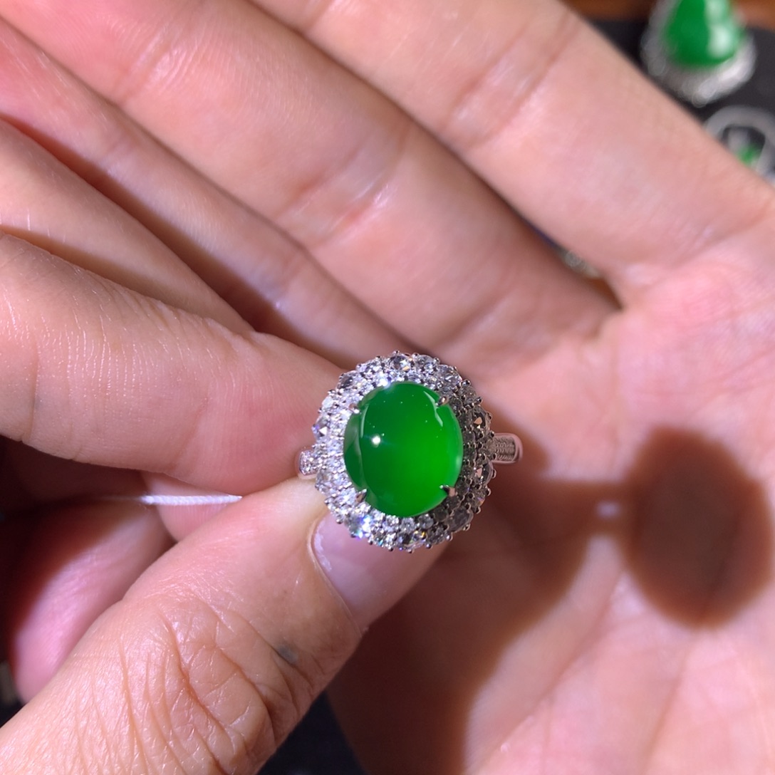 翡翠18K金镶嵌戒指两用款