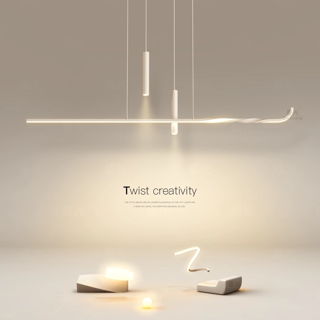 创意餐厅吊灯2025新款高级感餐桌灯客厅一字长条灯吧台茶室灯具