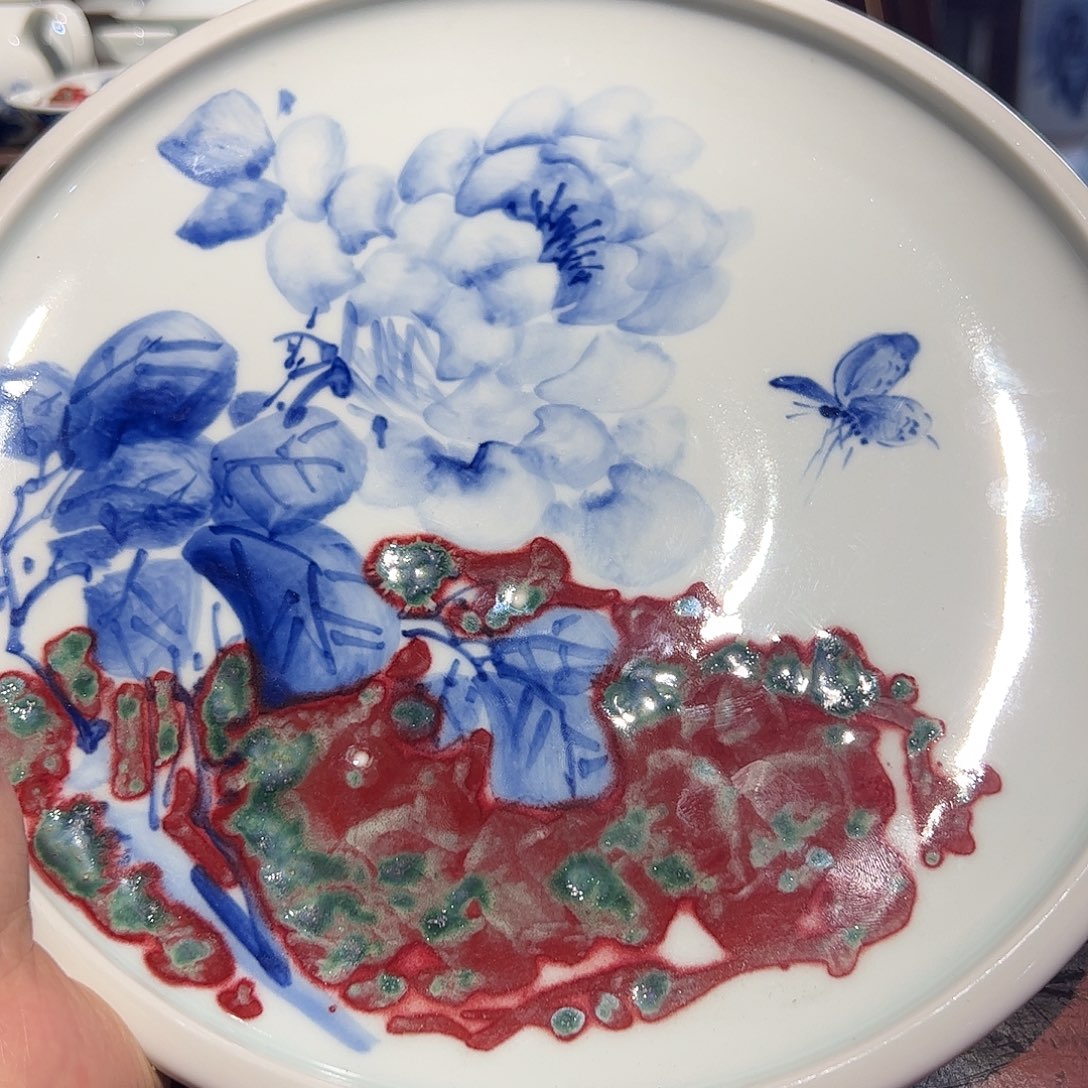 杯原矿青花釉里红瓷器