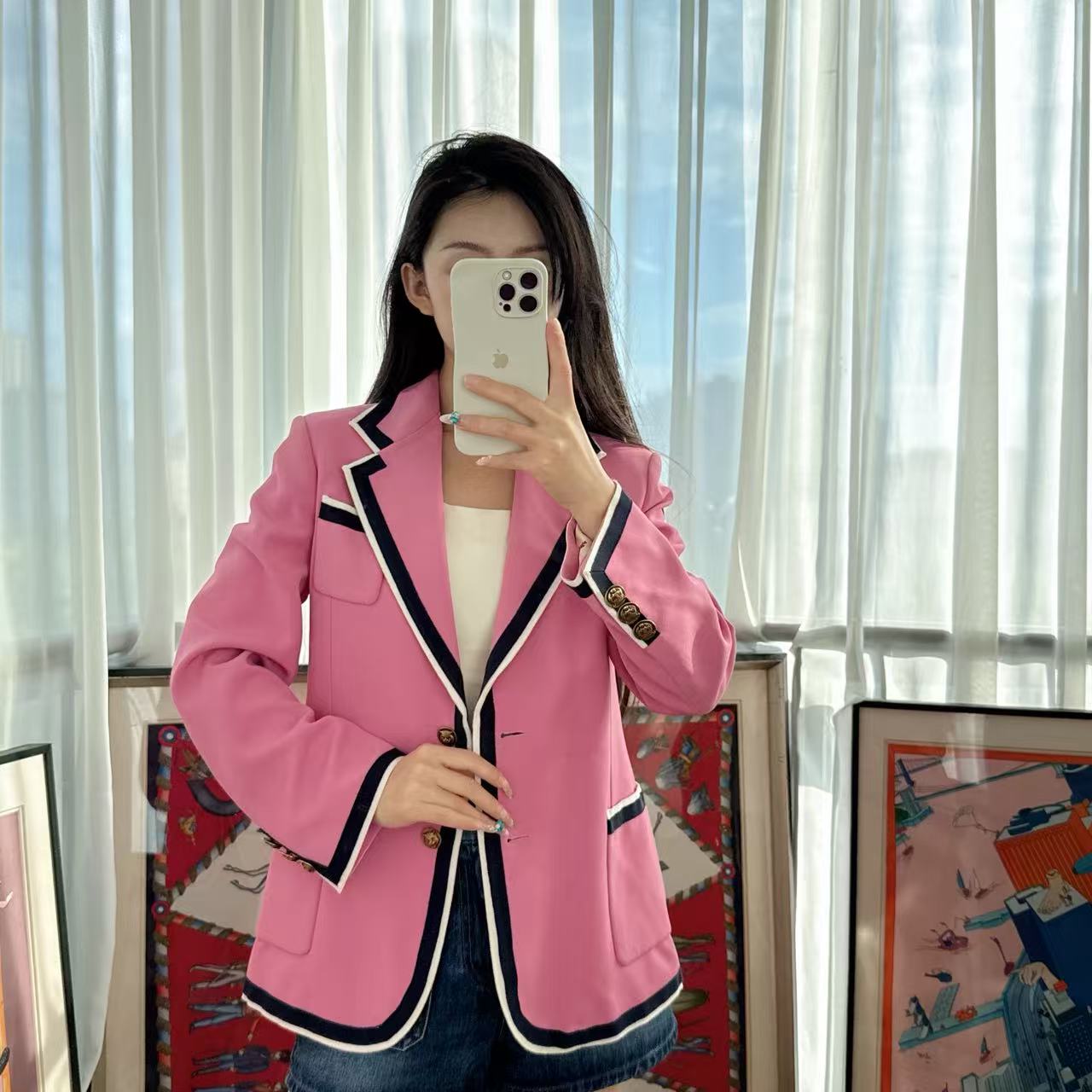 95新 GUCCI/古驰 麦殿/外套40码粉色/250716HHHZX02