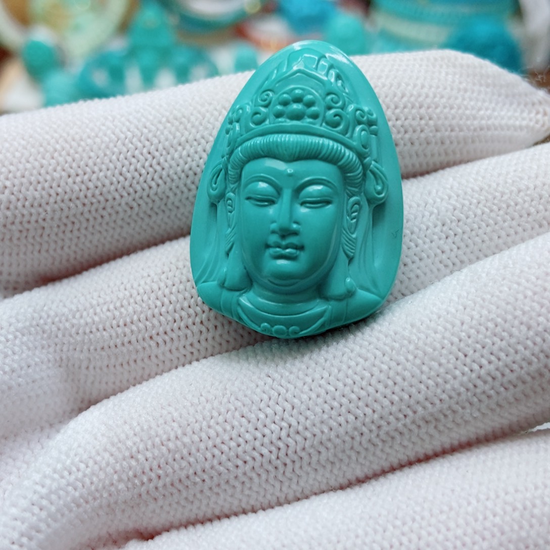 绿松石未镶嵌观音牌子