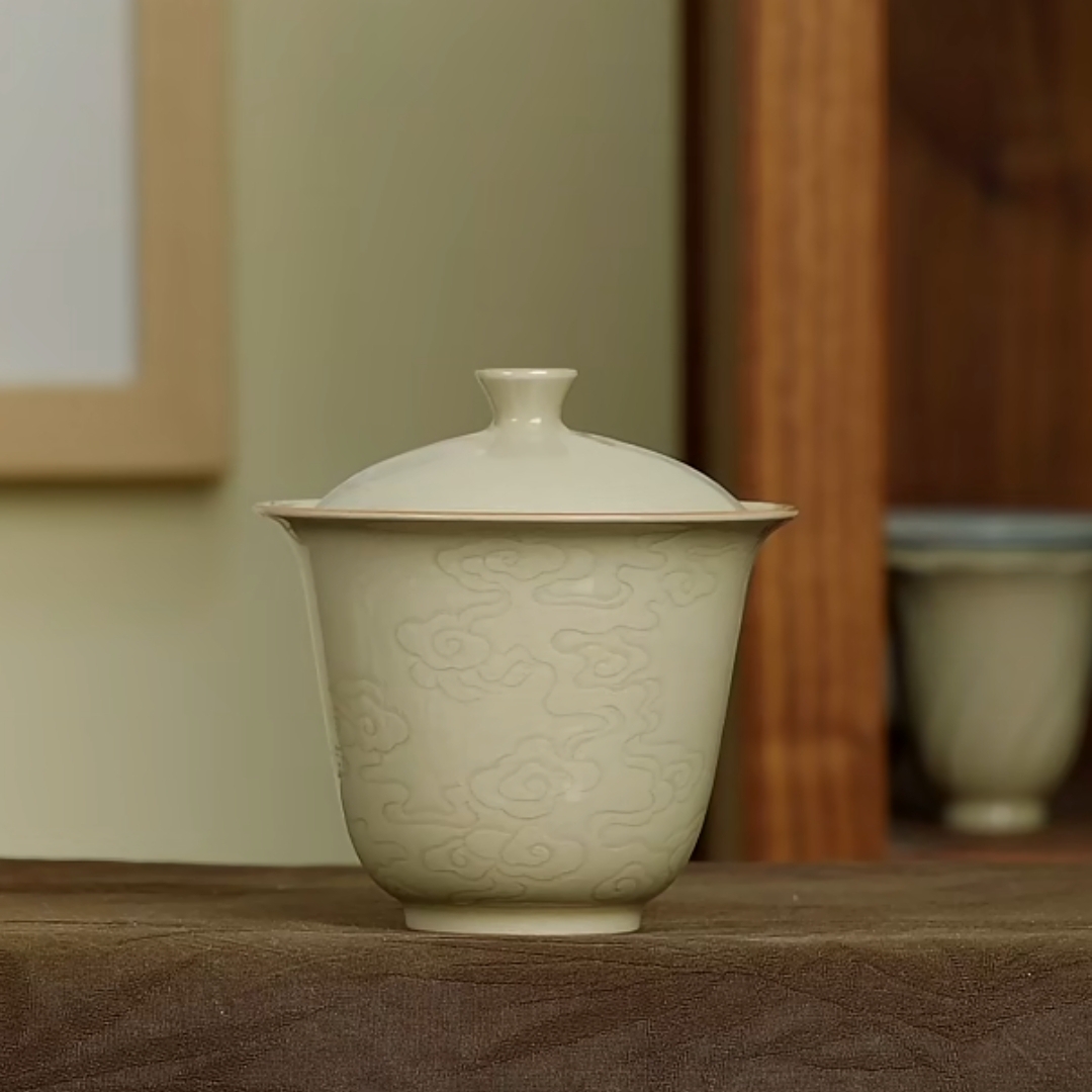 中式高盖碗茶具祥云盖碗铃铛盖碗蔓生泡茶分茶器功夫茶道