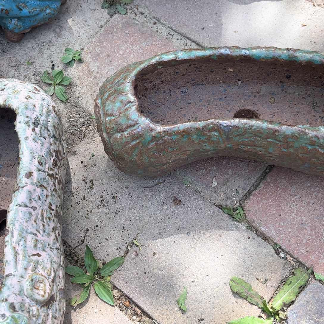 泥塑不**鱼古镇炻陶花盆