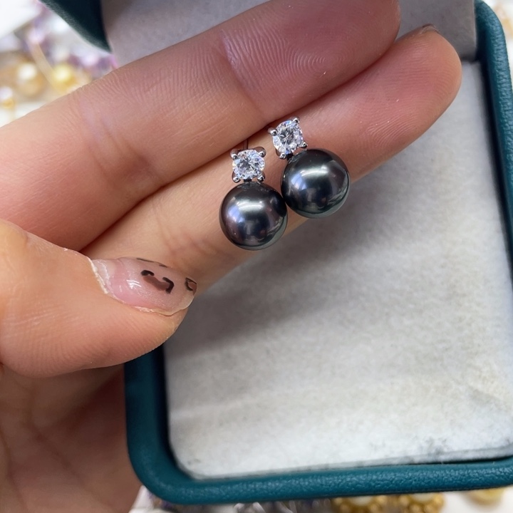 海水珍珠耳饰银S925镶嵌