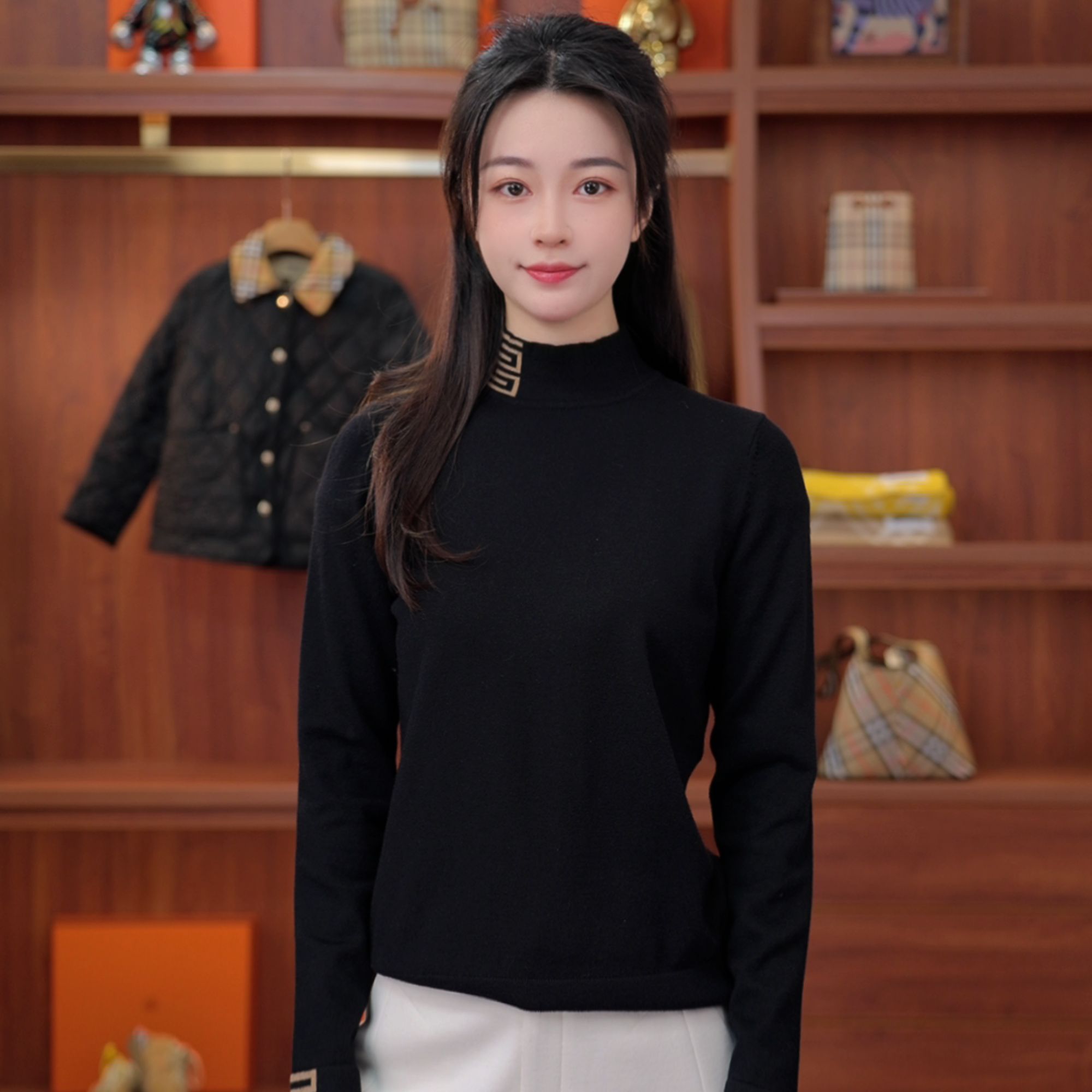时尚打底衫女2025新款羊毛秋冬内搭毛衣新款半高领针织衫时尚