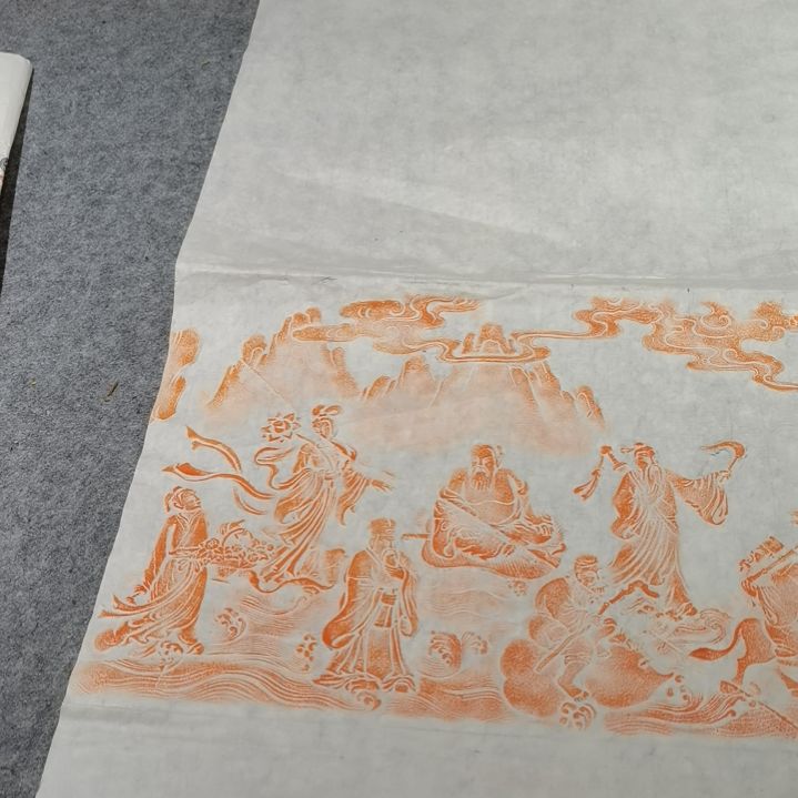 昌化石印石八仙过海各显神通拓片一张三尺整纸大尺寸