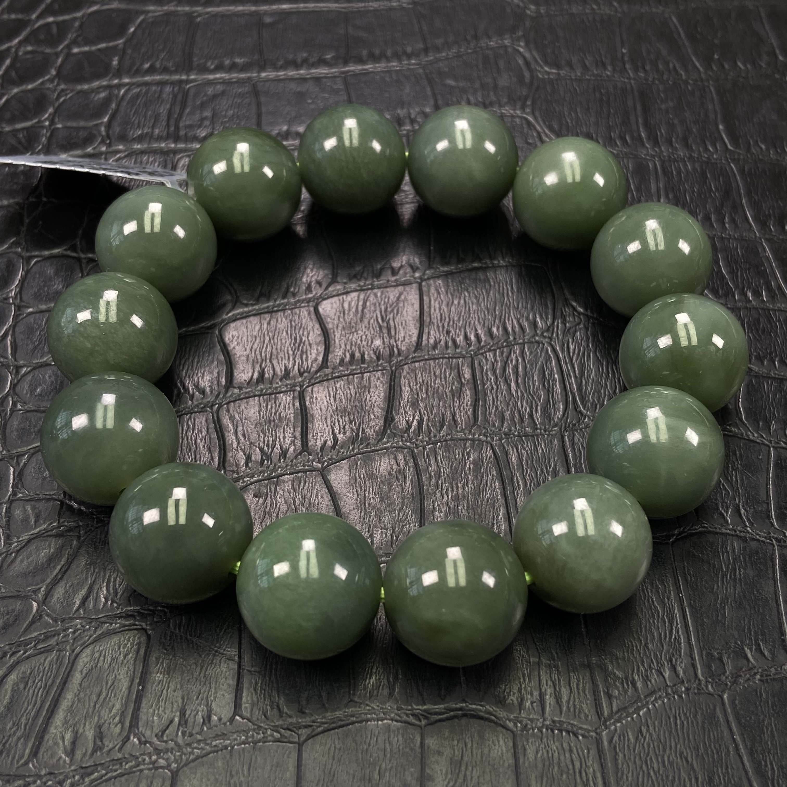 【迈越珠宝】天然和田玉碧玉手串粉青手串单圈精美16mm左右玉手串