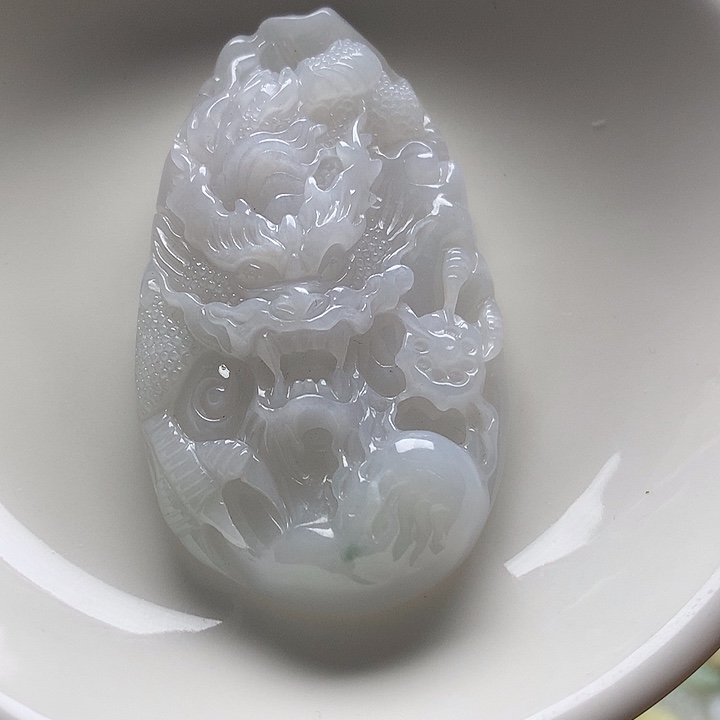 翡翠未镶嵌挂件长64龙牌挂件