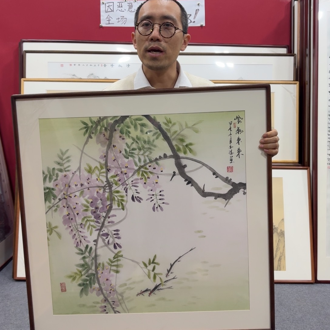 国画带框绘画80/80尺寸