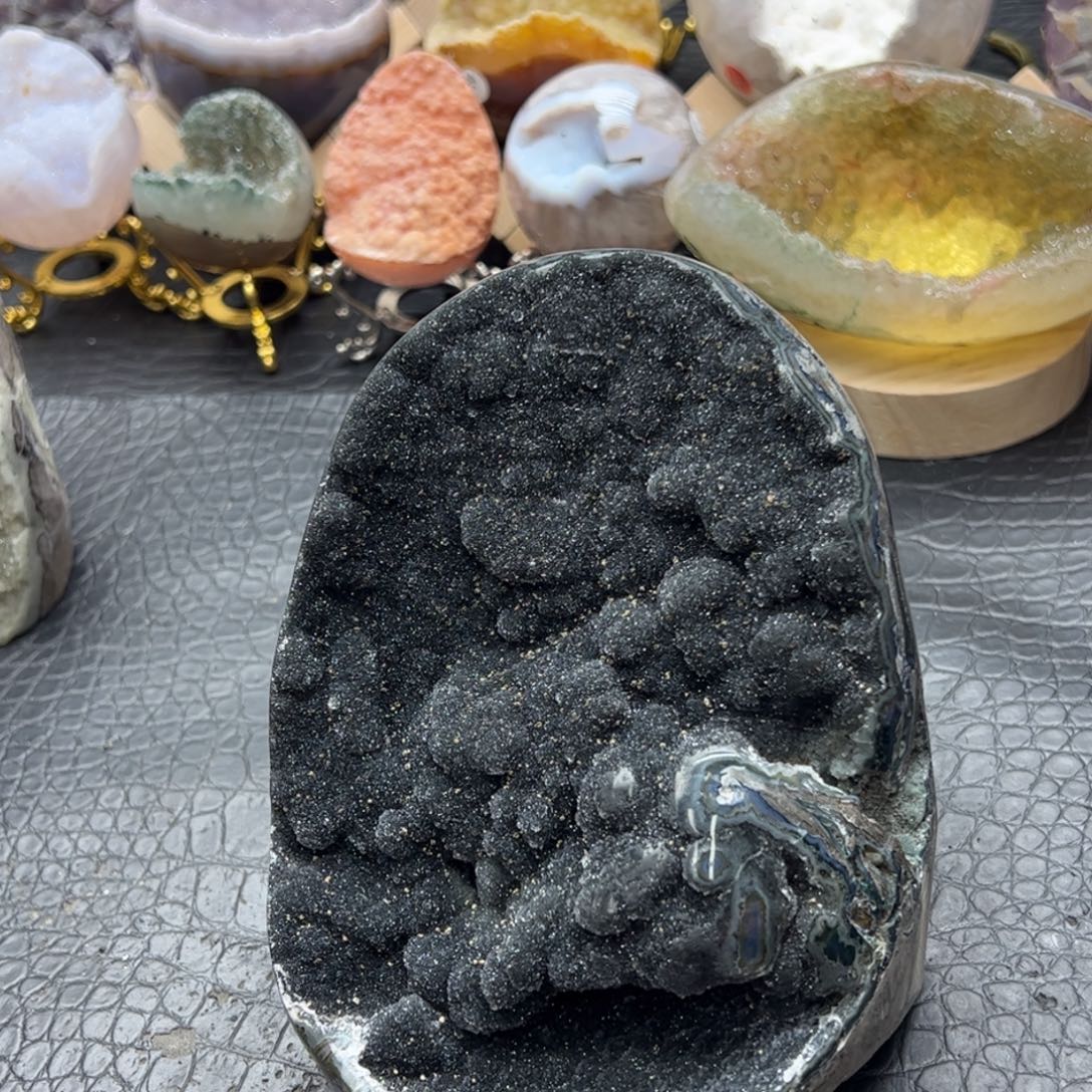 水晶未镶嵌珠宝半成品黑色软糖啵啵晶镇