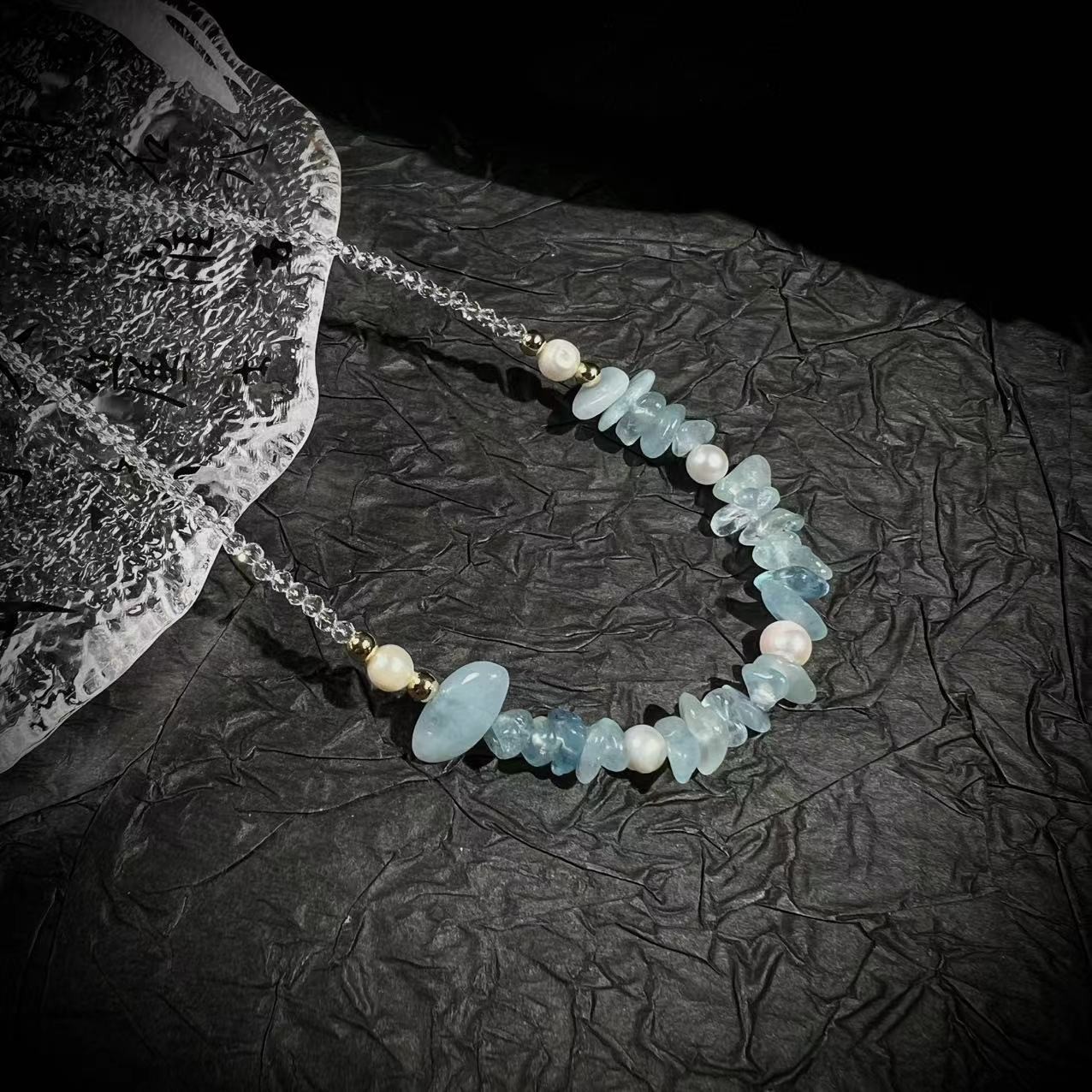 S2982【貝勒爺】海蓝宝碎石项链（多样性发其）