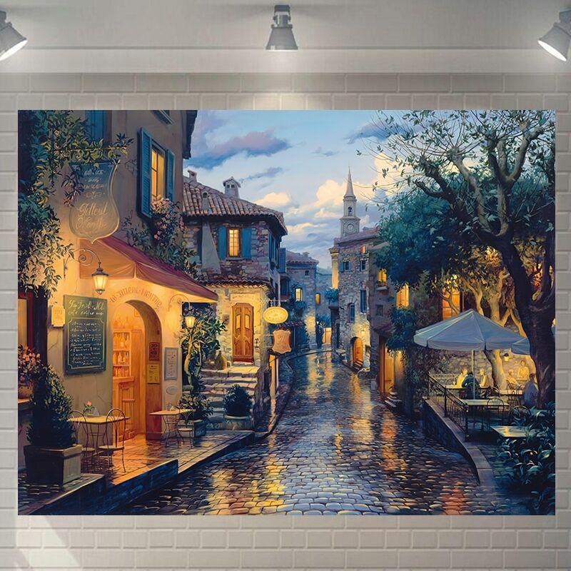 暮色小镇十字绣2024新款印花线绣客厅卧室沙发背景墙欧式小图风景