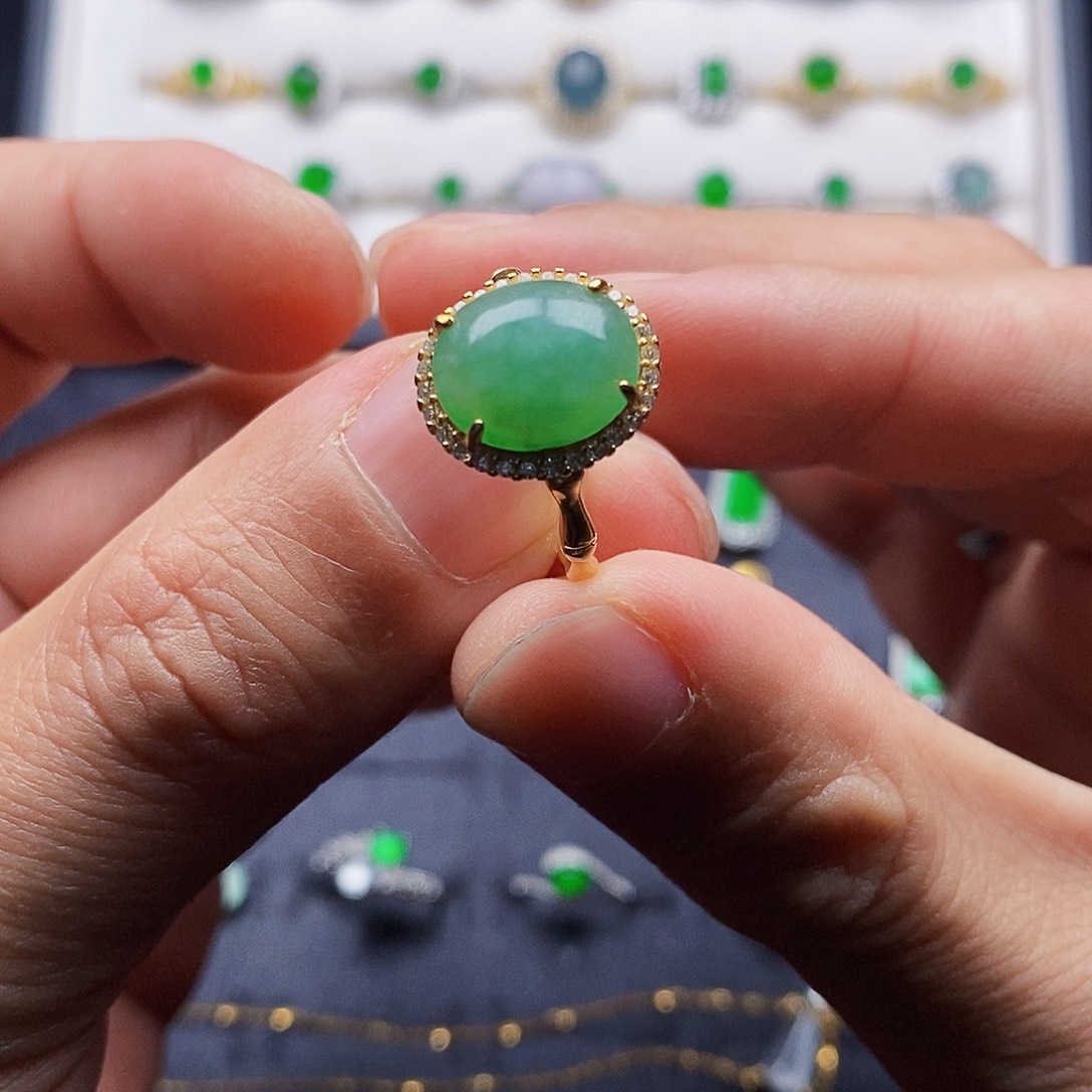 银S925镶嵌戒指翡翠w