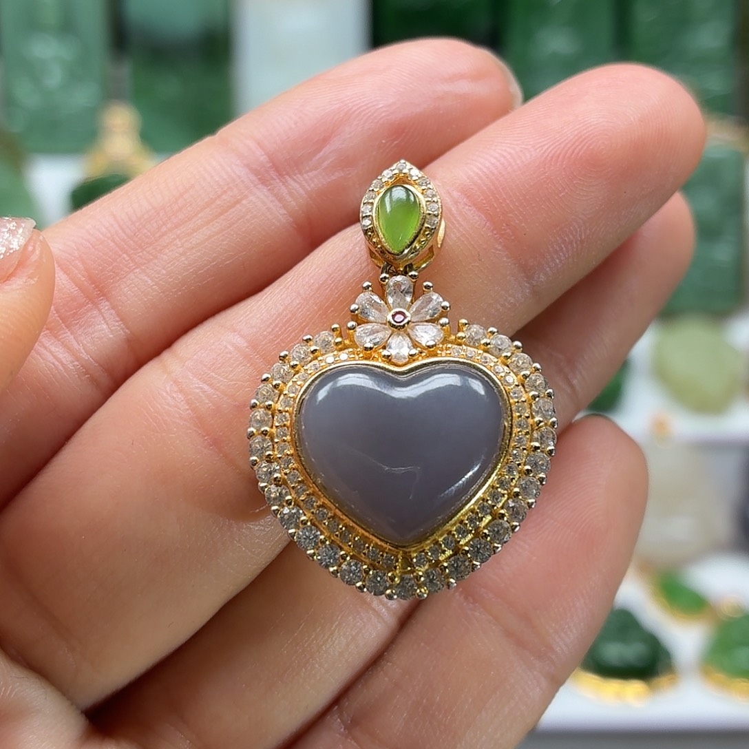 和田玉银S925镶嵌颈饰