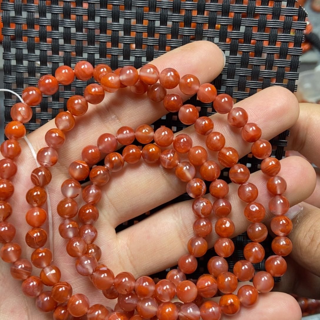 南红玛瑙手链未镶嵌6mm