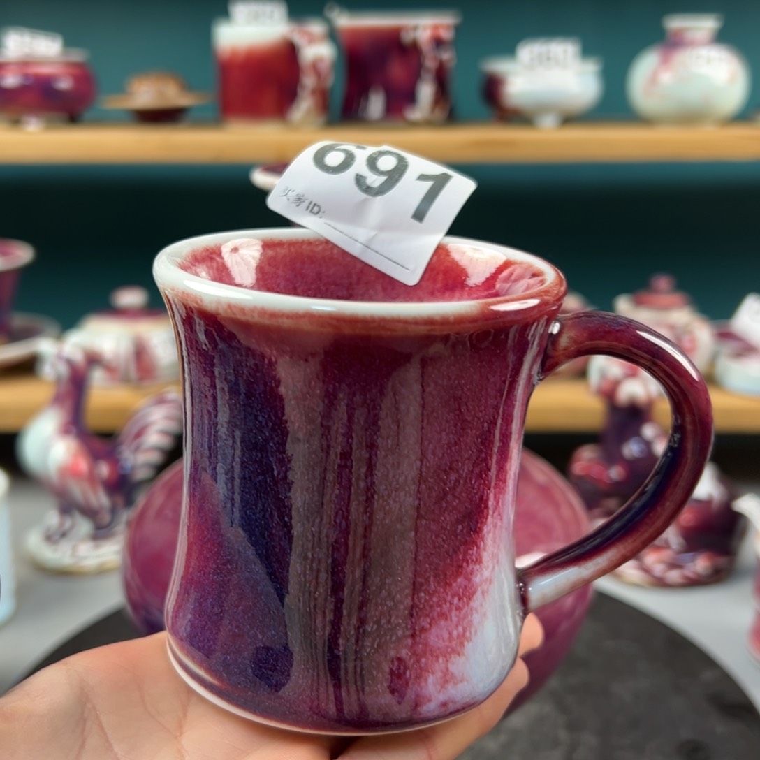 瓷片微瑕办公杯纯手工玉石釉