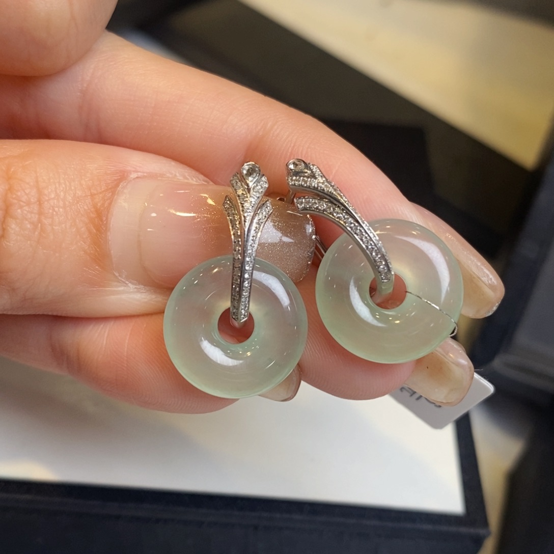 翡翠耳饰18K金镶嵌甜甜圈