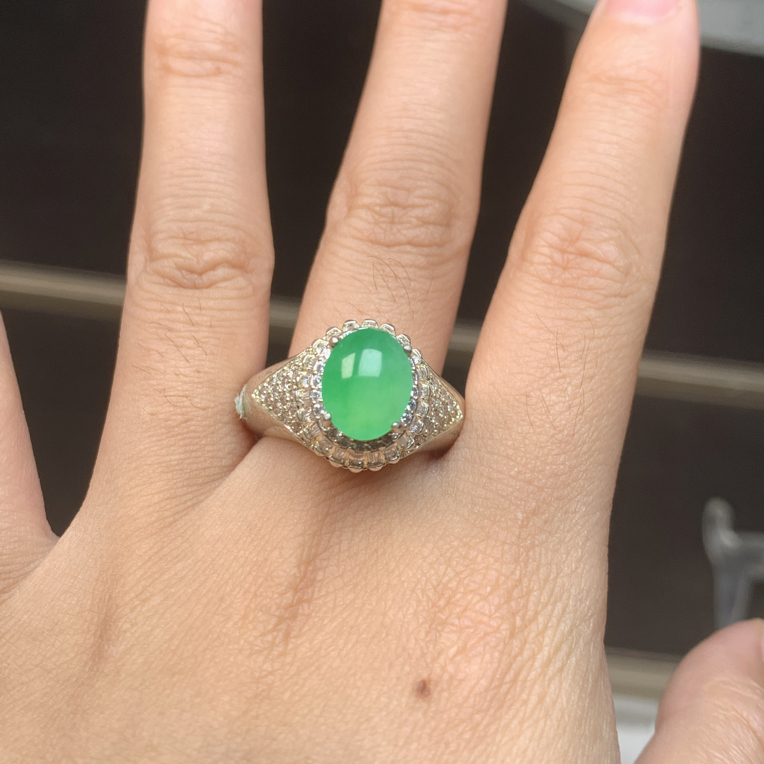 天然缅甸翡翠冰种晴底女戒