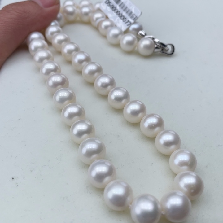 淡水珍珠颈饰银S925镶嵌卡10极光冷白高品