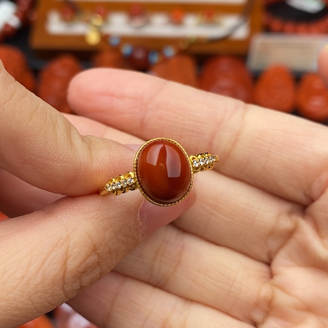 南红玛瑙四川凉山瓦西戒指银S925镶嵌